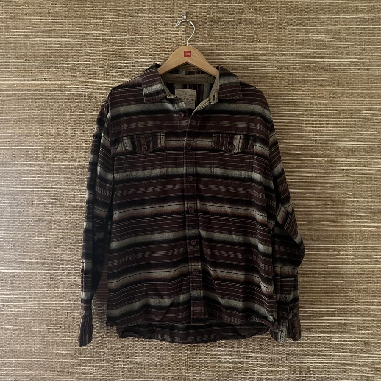 Brown Striped Button Down Shirt Really solid... - Depop