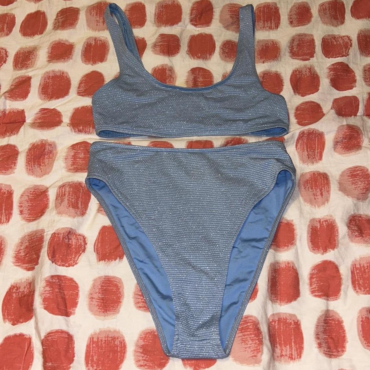 Frankies Bikinis Women's Blue and Silver Bikinis-and-tankini-sets | Depop