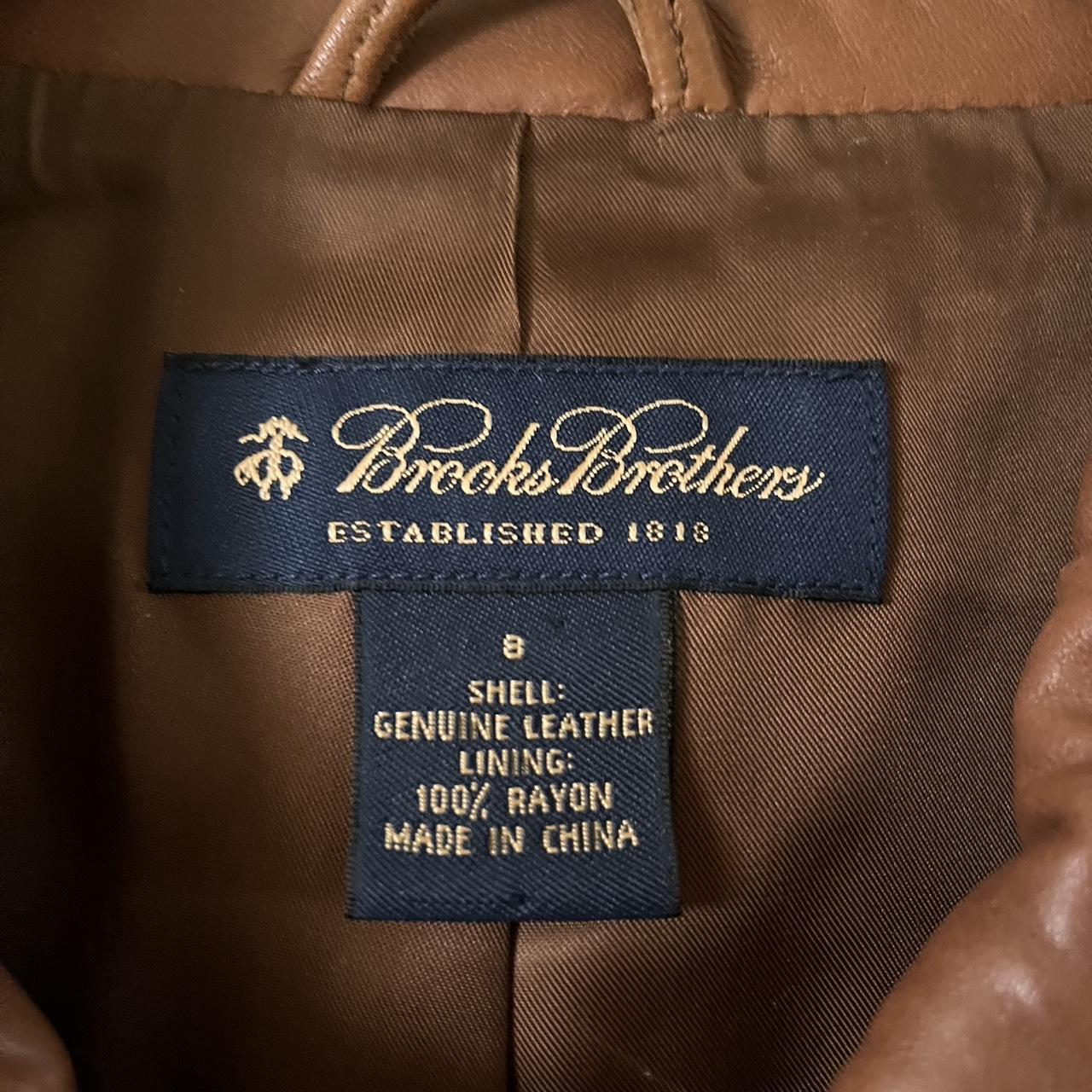 Brooks Brothers brown leather jacket, shell is made... - Depop