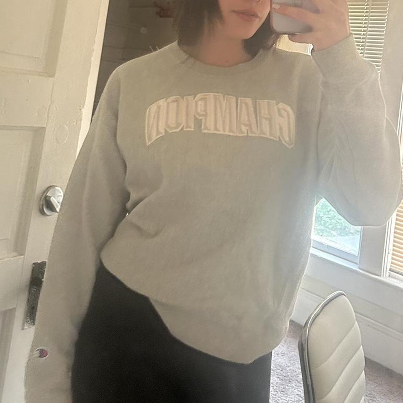 grey champion crewneck! so cute and comfortable.... - Depop