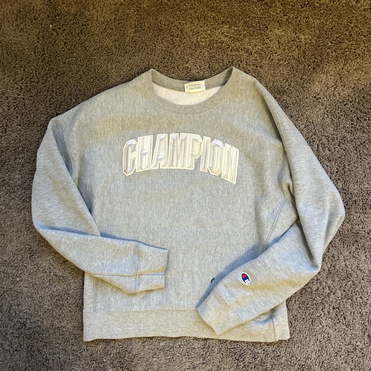 grey champion crewneck! so cute and comfortable.... - Depop