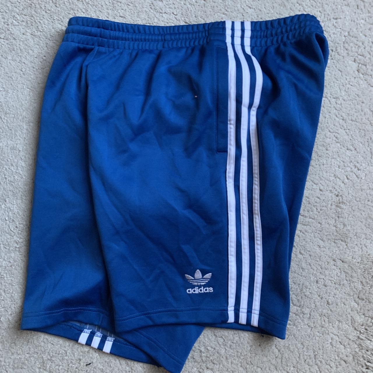 adidas blue shorts stripe adidas jogger... - Depop