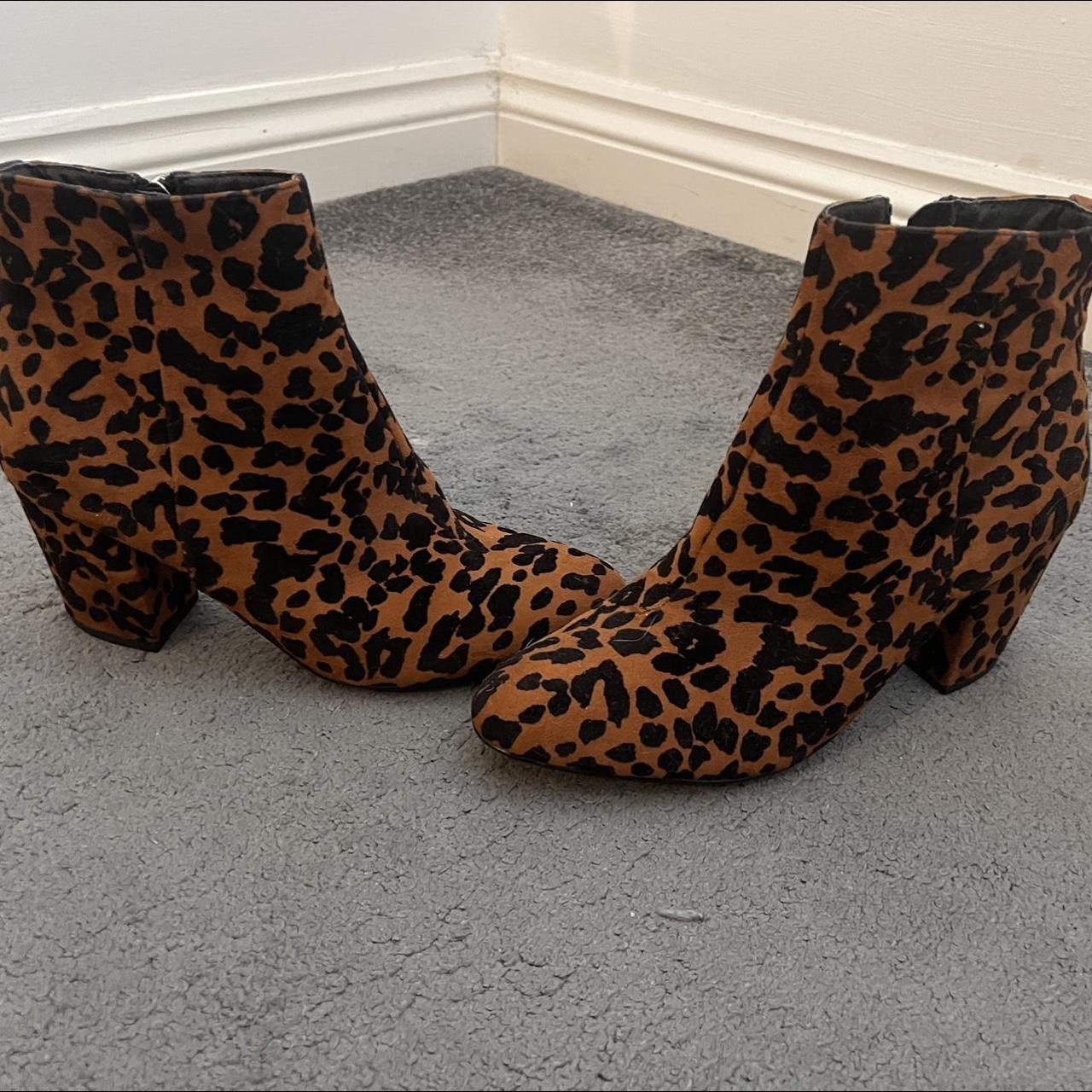 Topshop Leopard print ankle boots with a block heel