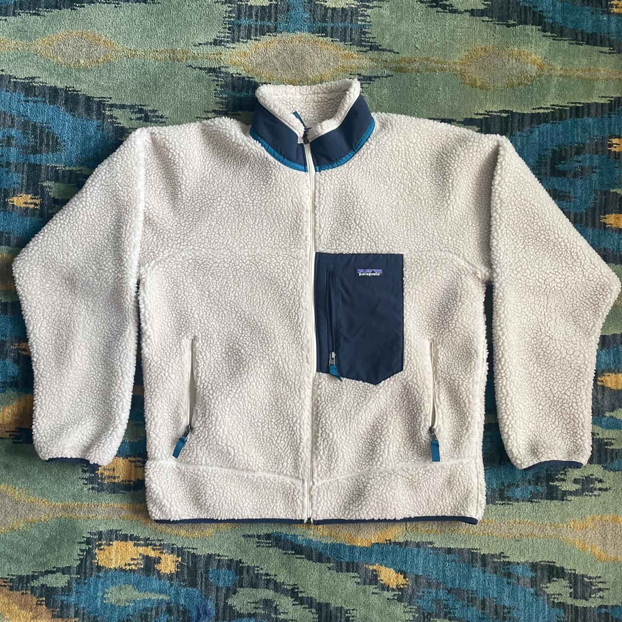 Patagonia Men's Cream and White Jacket Depop