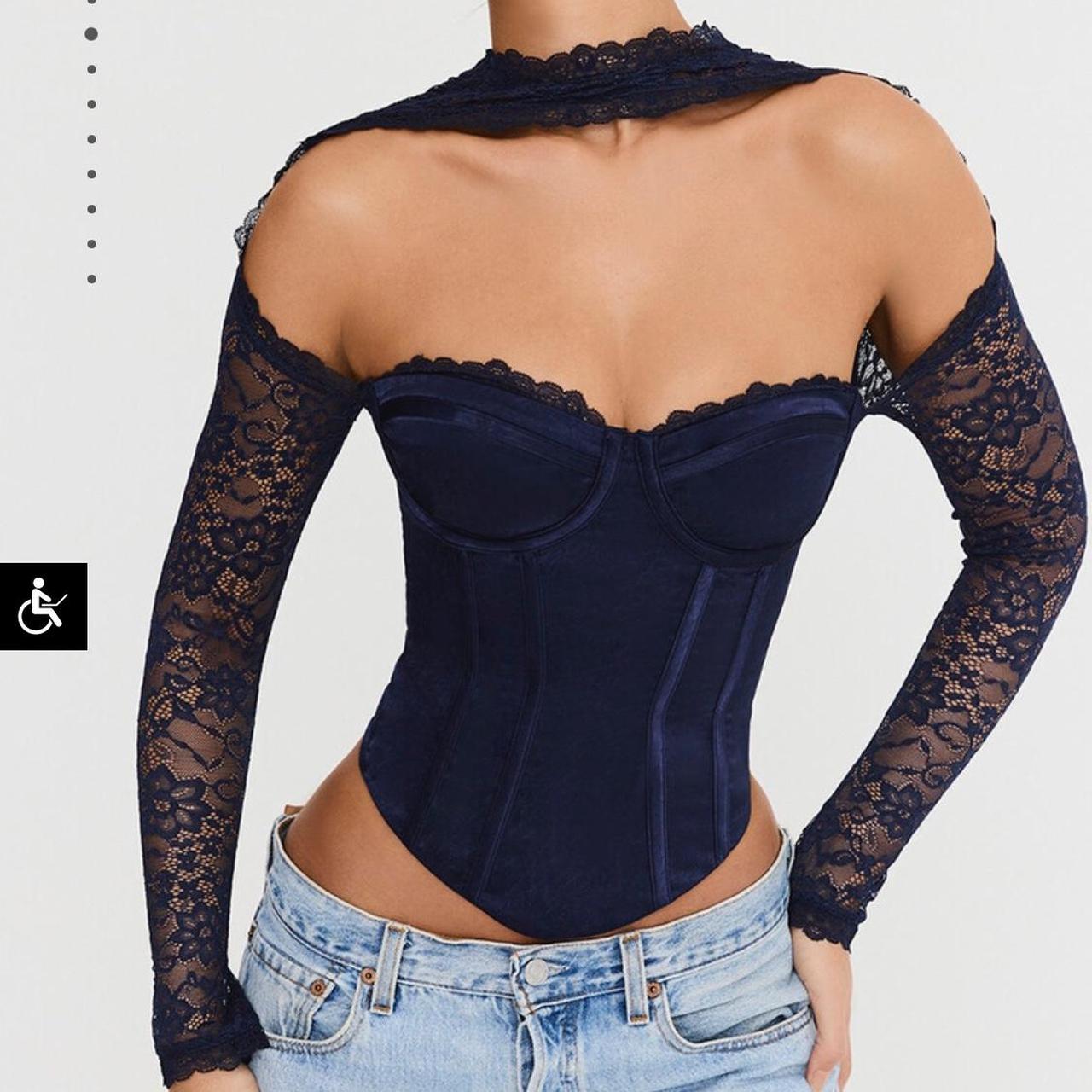 SHEIN Floral Print Lace Up Bustier Top NWNT SHEIN | Depop