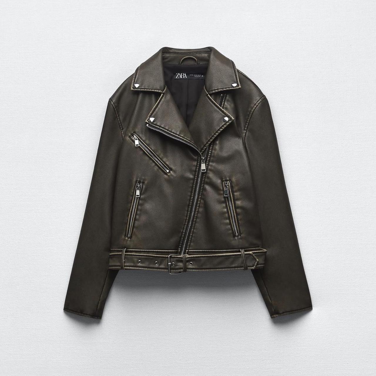 Zara faux leather biker jacket from Zara. Only been... - Depop