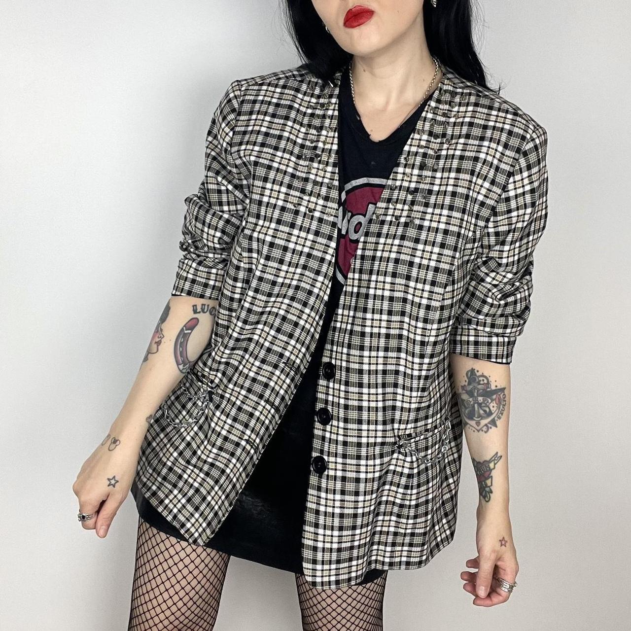 Customised studded check blazer. Brand Debenhams.... Depop