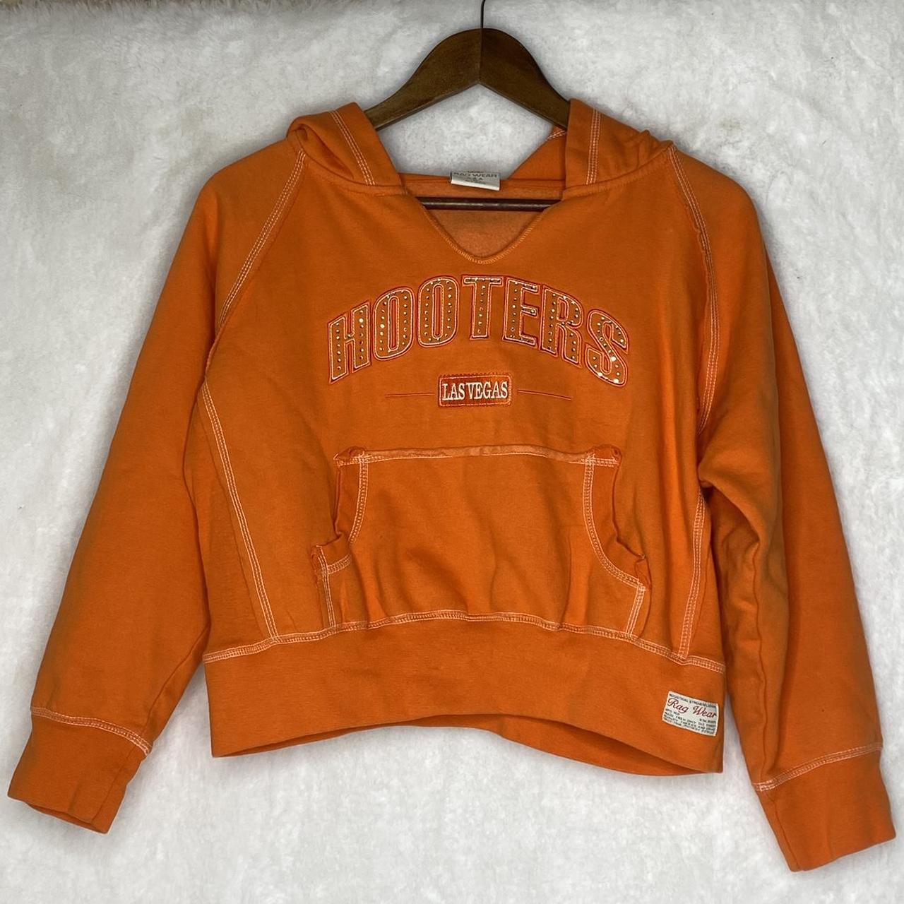 Vintage 90s Hooters Cropped Rhinestone Hoodie... Depop