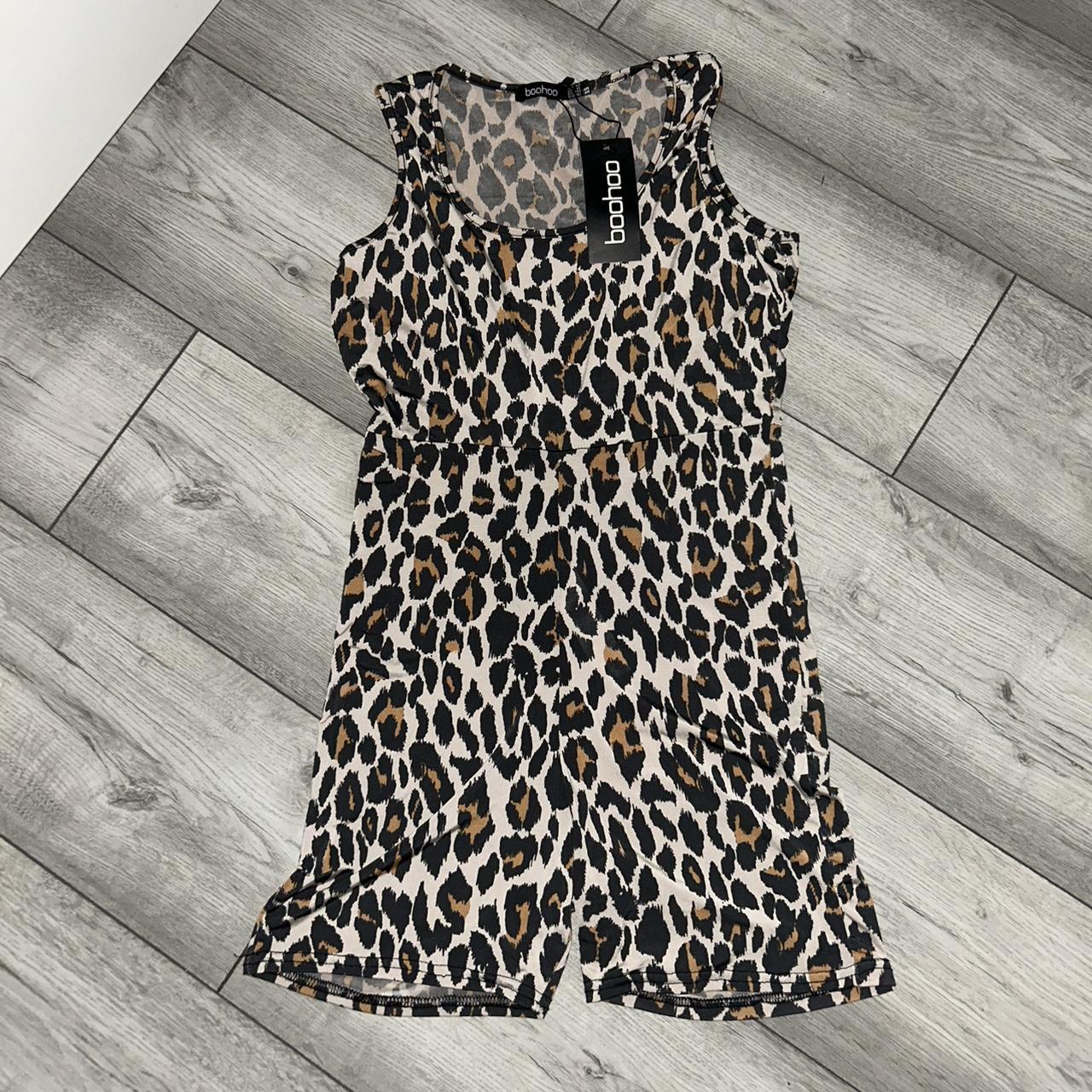 Boohoo leopard print playsuit, size 12, never Depop