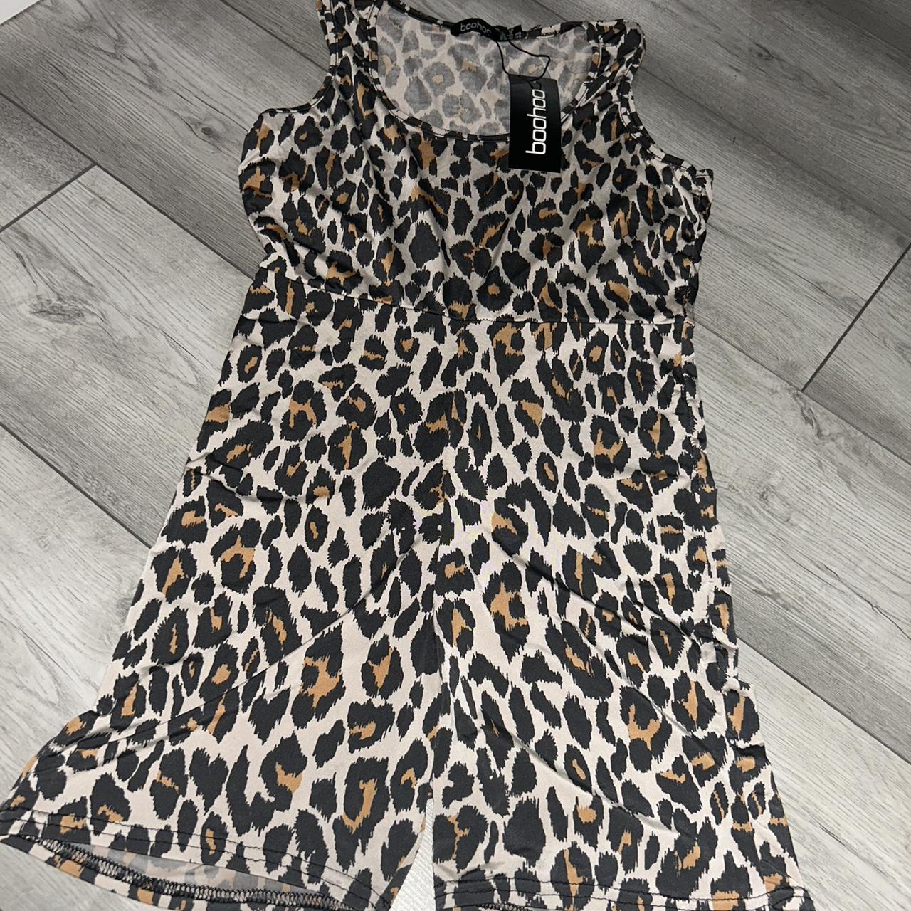 Boohoo leopard print playsuit, size 12, never Depop