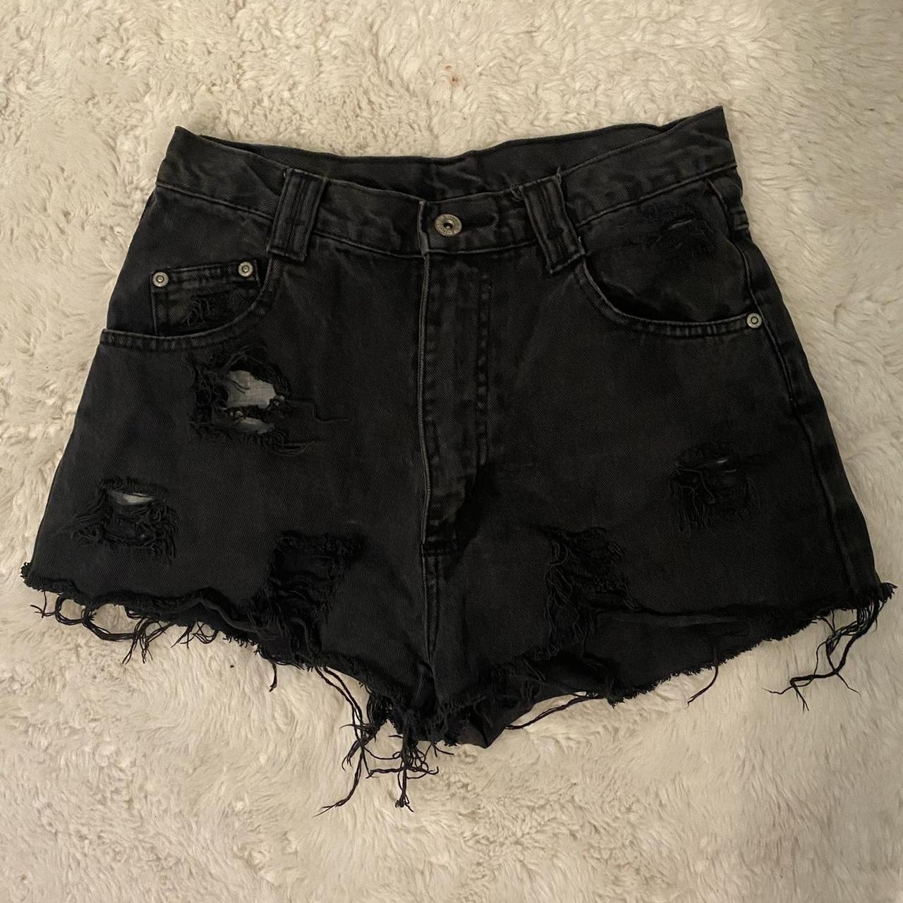 Destroyed black denim on sale shorts