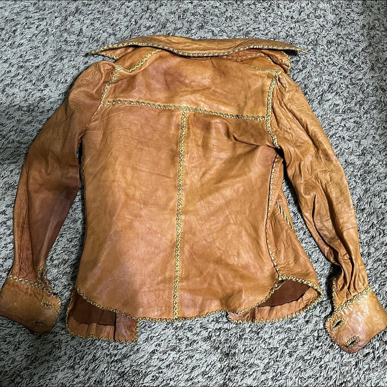 vintage 1970s north beach leather jacket genuine - Depop
