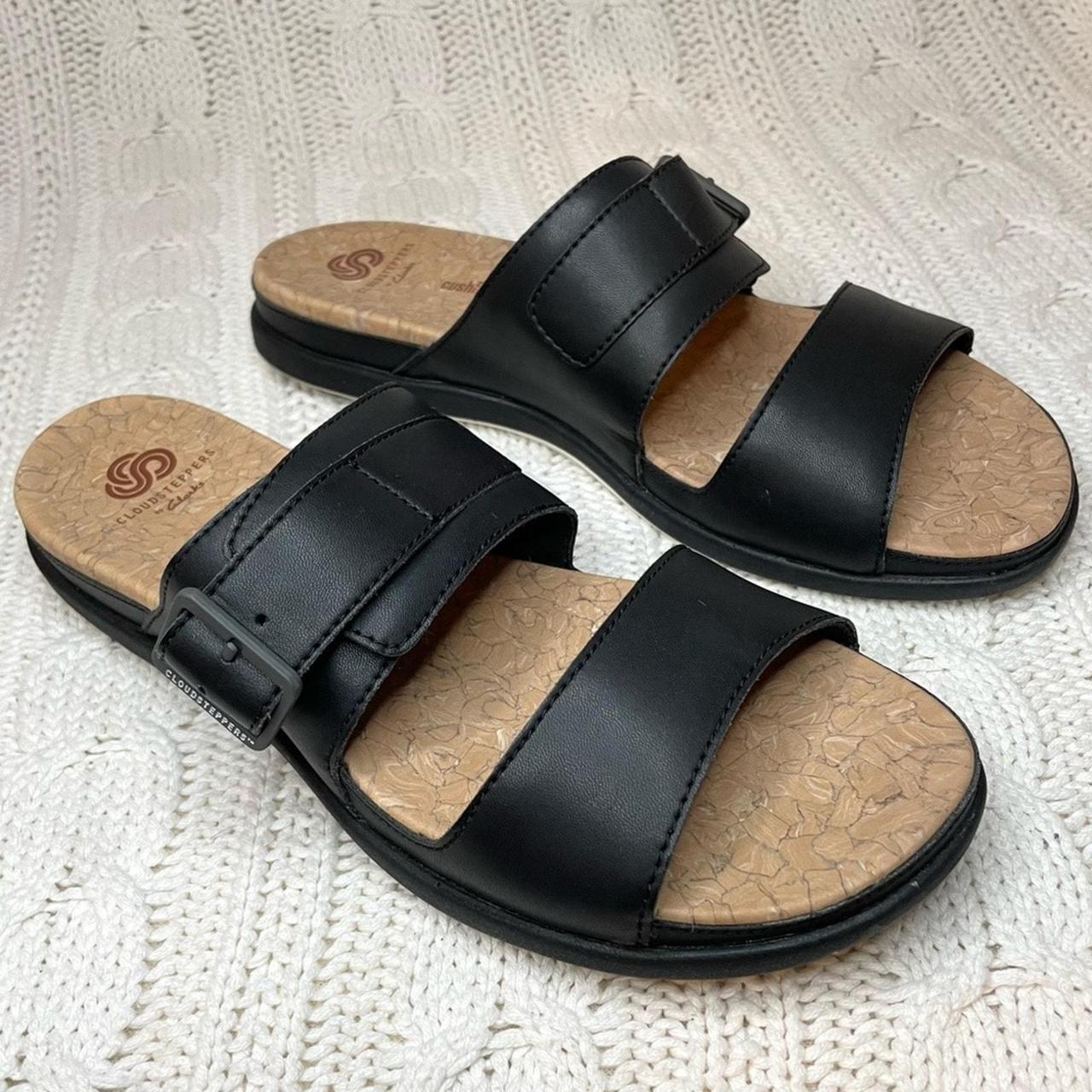 Clarks Step June Tide Slide Sandal in Black This. Depop