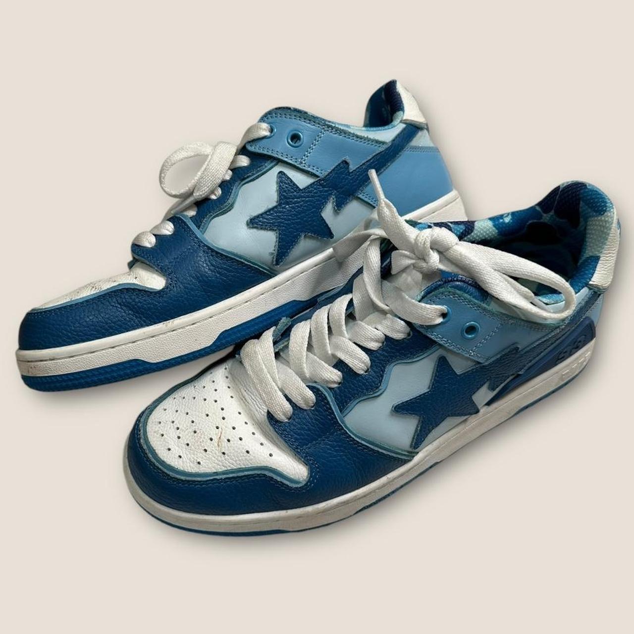 Bape bapesta blue and white sk8sta shoes!,
