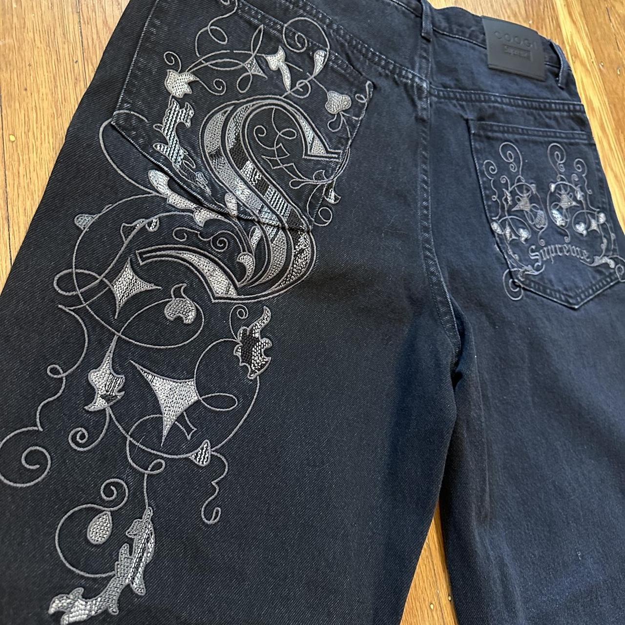 Supreme // Coogi Black Embroidered Baggy Jean -...