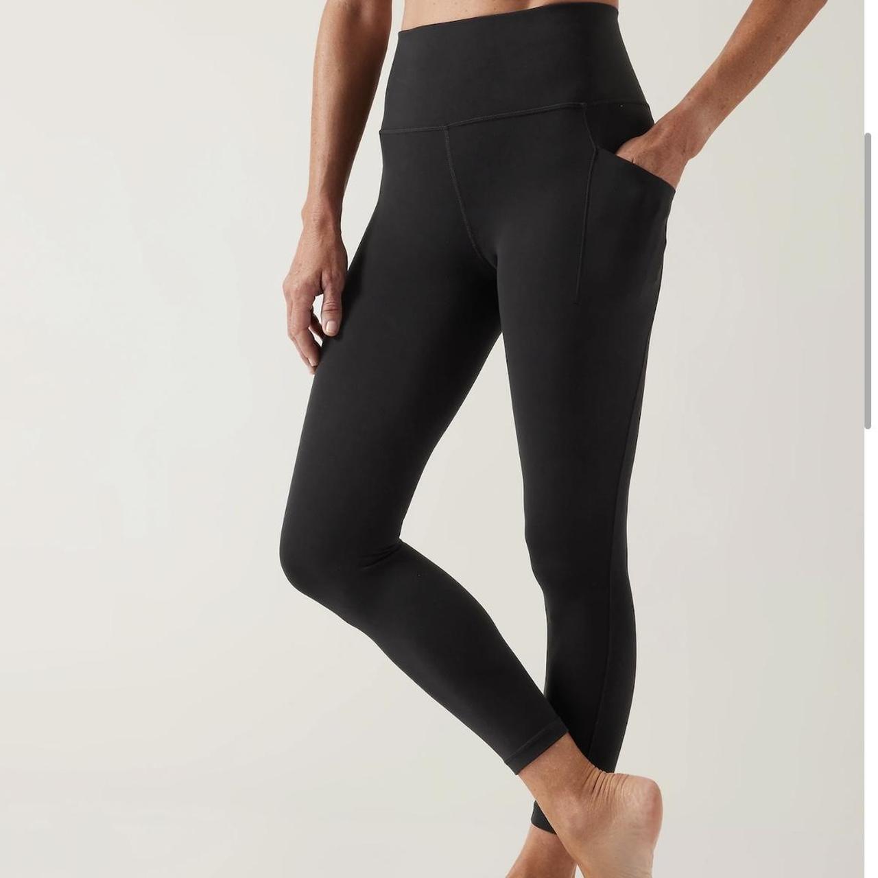 Athleta Black Leggings 2 side pockets Design on the... Depop