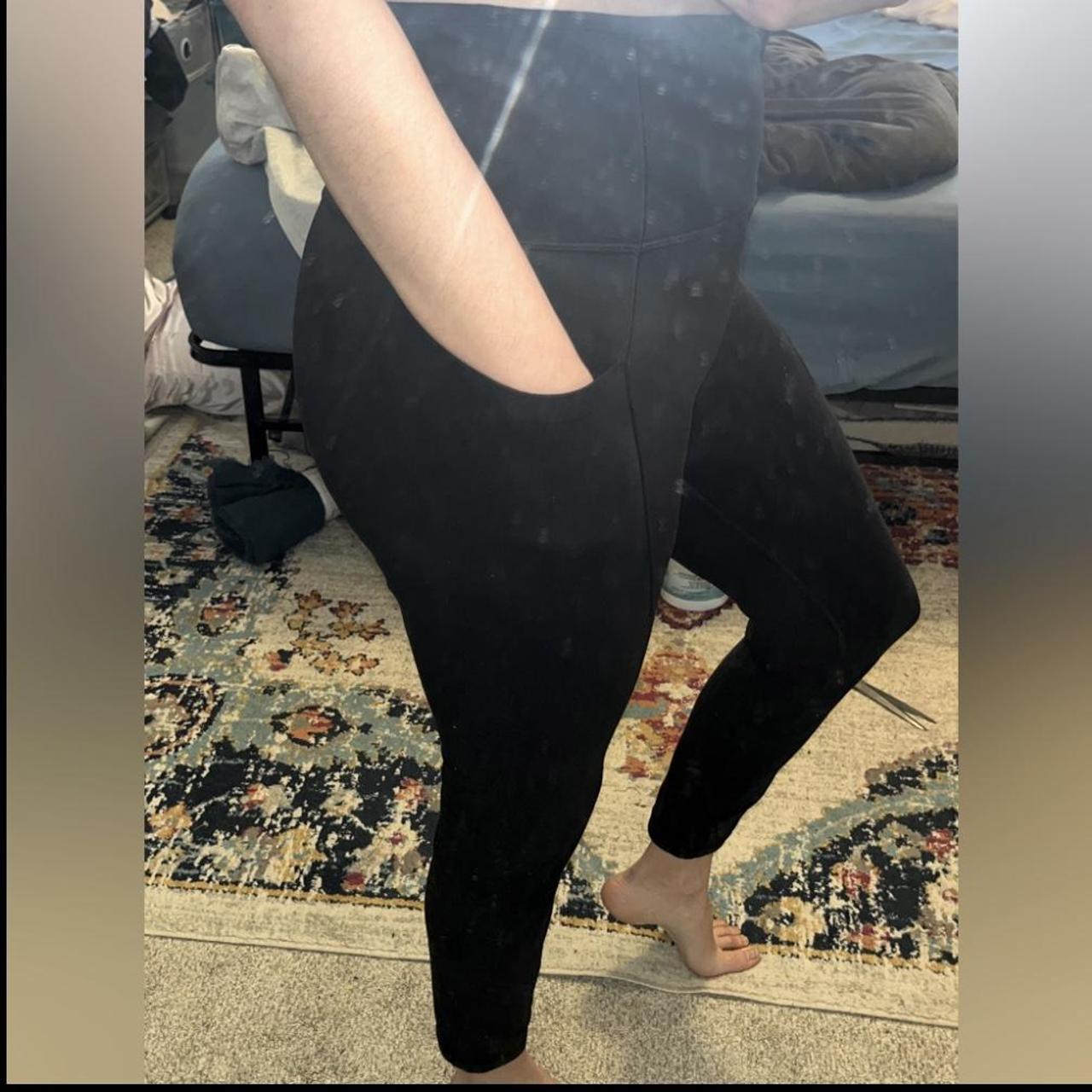 Athleta Black Leggings 2 side pockets Design on the... Depop