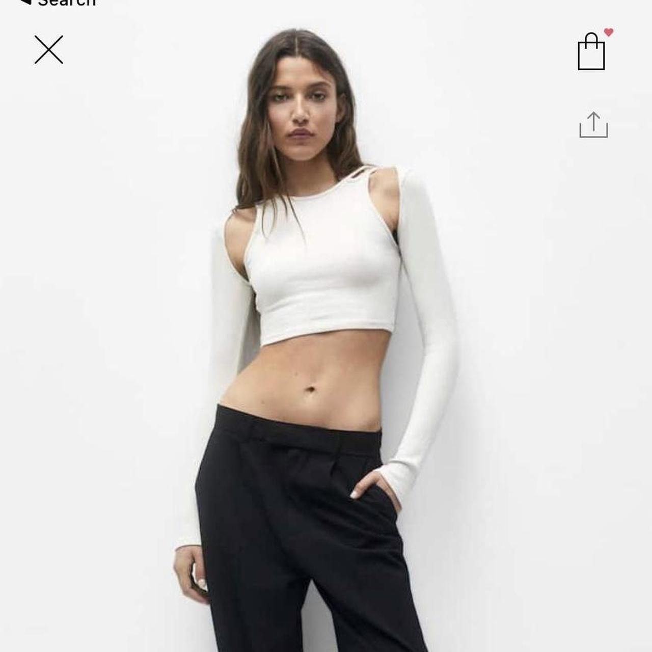 Pull & Bear Crop top with arm warmers size M. Brand... Depop