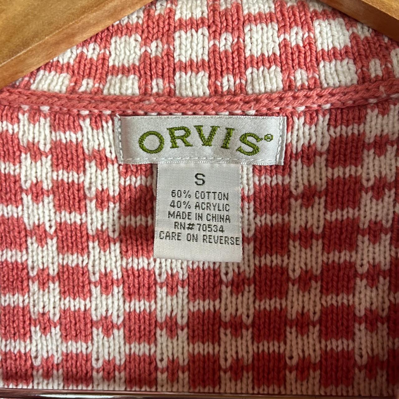 Orvis Women's White and Red Cardigan | Depop