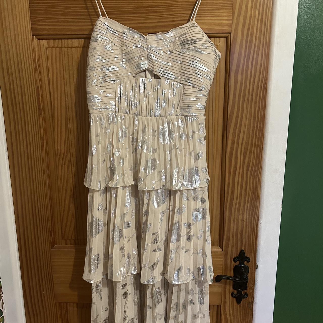 Yellow Jacquard Metallic Midi Dress Very similar to... Depop