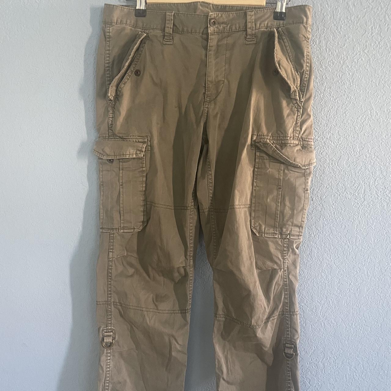 Vintage Uniqlo cargo pants size 32 Olive green... - Depop