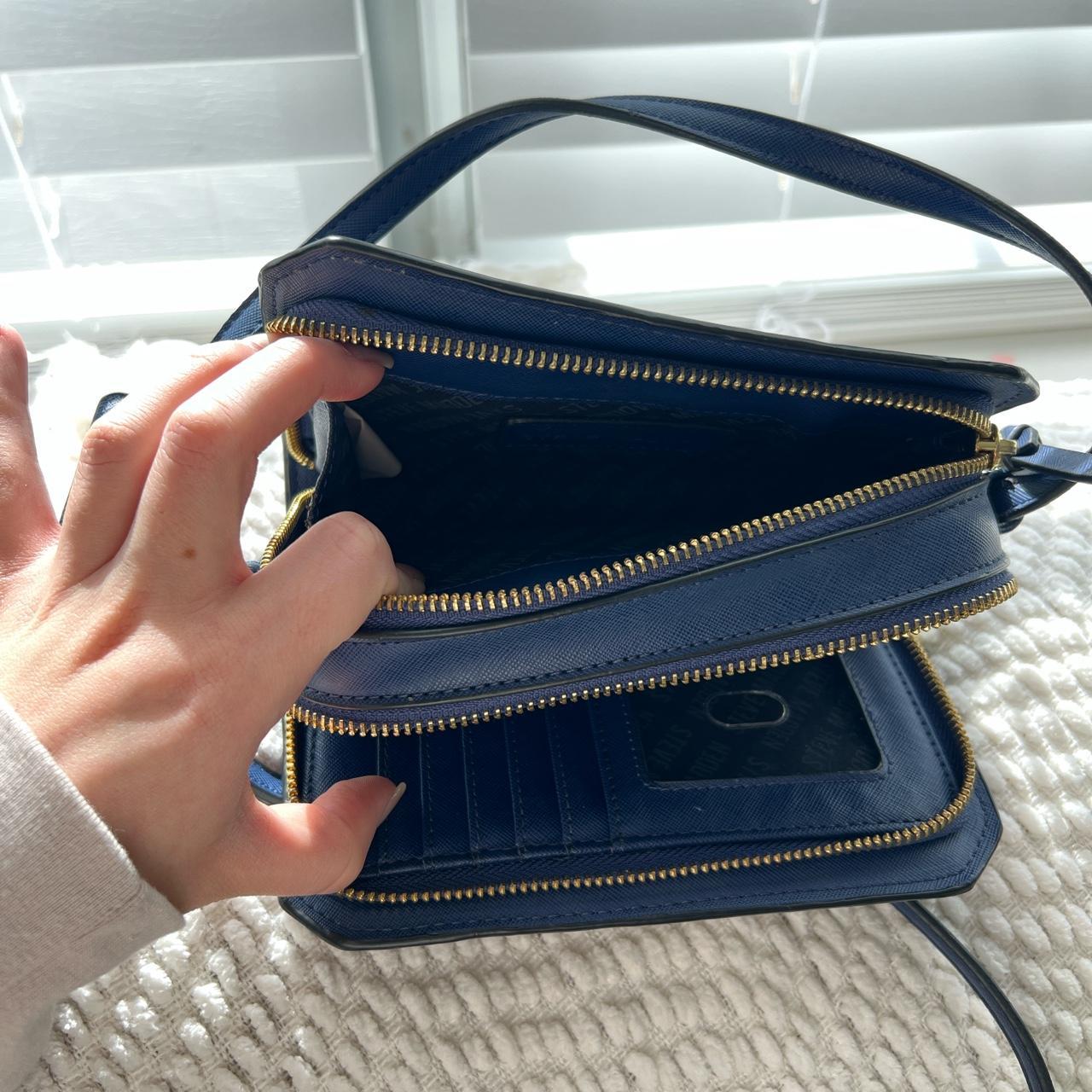 Steve Madden blue crossbody bag with scarf - Depop