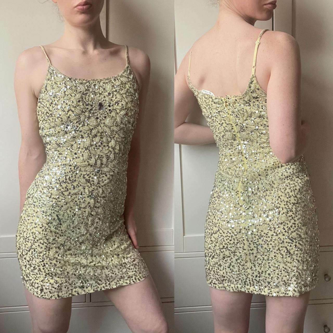 Women's Yellow and Silver Dress Depop