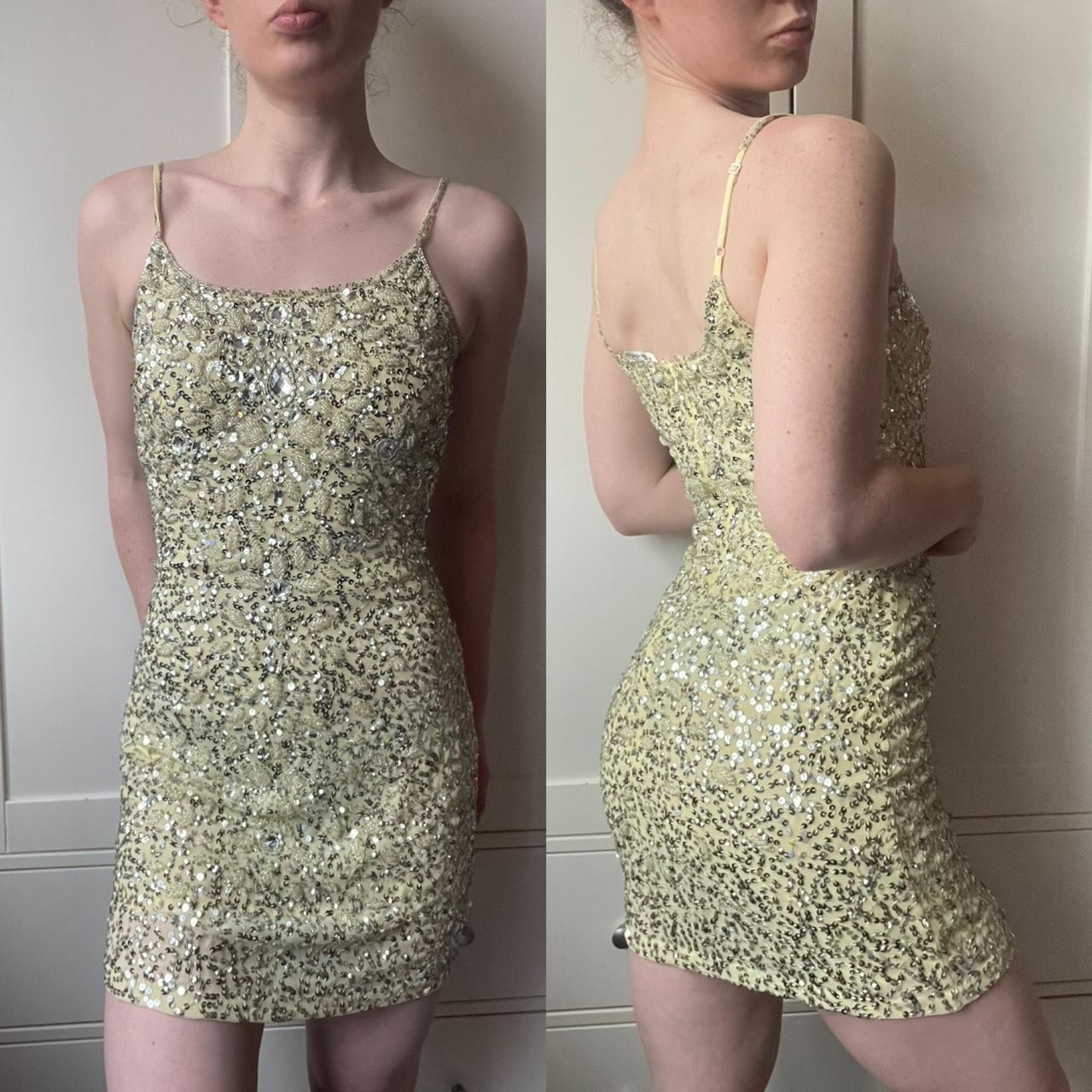 Women's Yellow and Silver Dress Depop