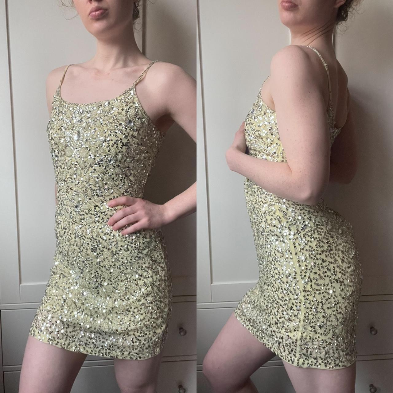 Women's Yellow and Silver Dress Depop