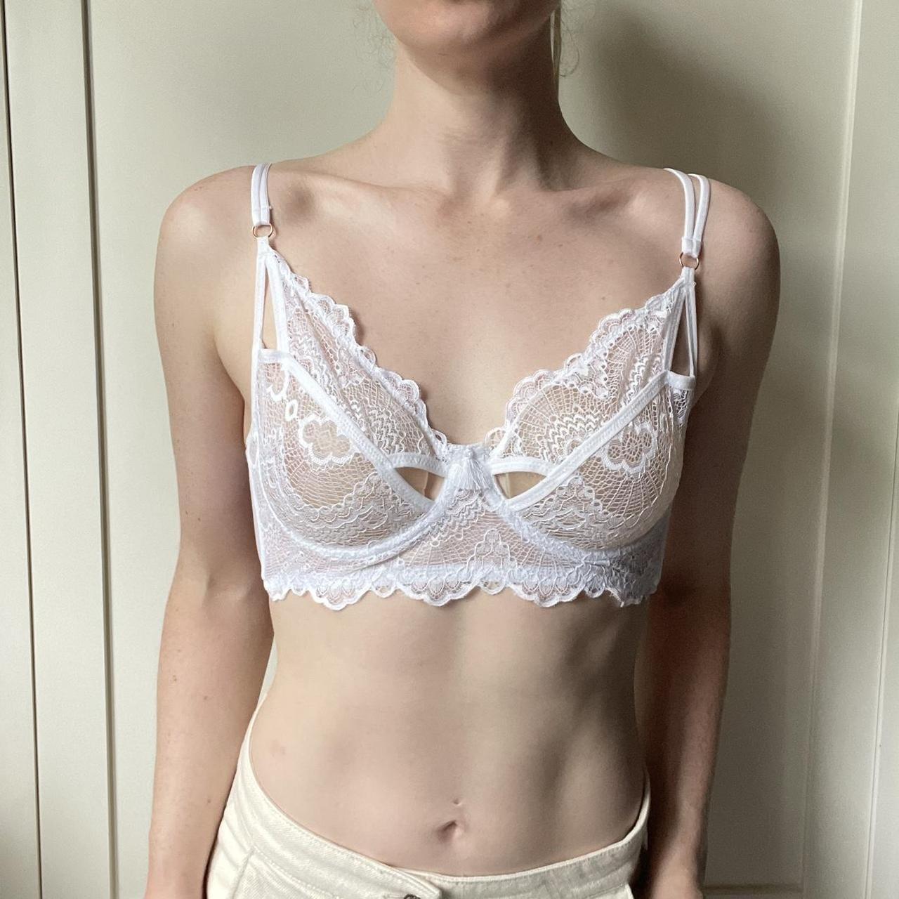 Gorgeous sheer white lace non padded underwired bra - Depop