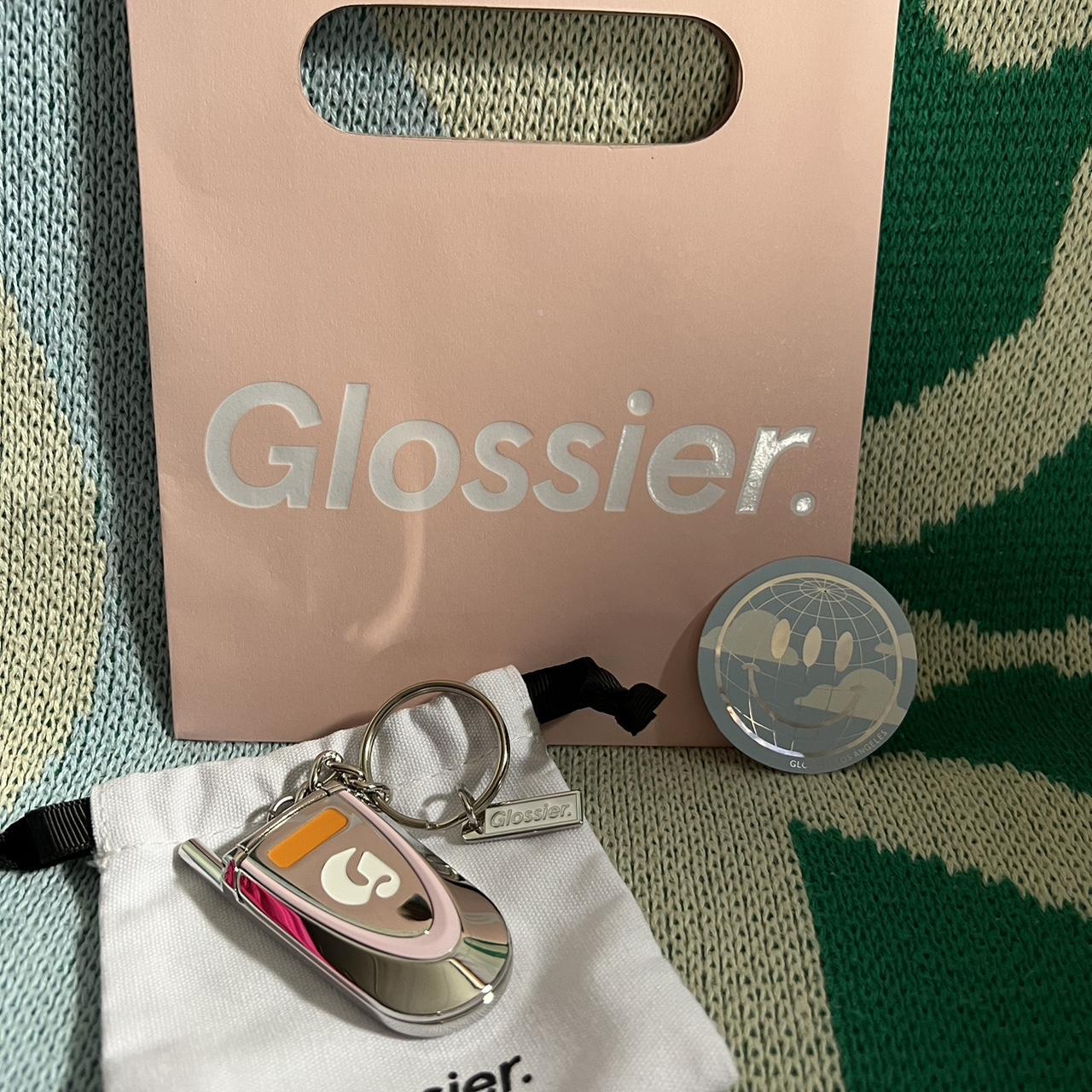 Glossier LA exclusive cell phone mirror keychain... - Depop