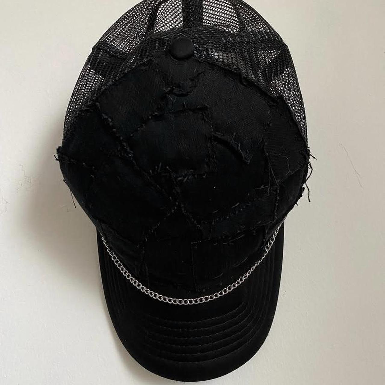 Men's Hat - Black – Scab patchwork distressed tru… - image 1