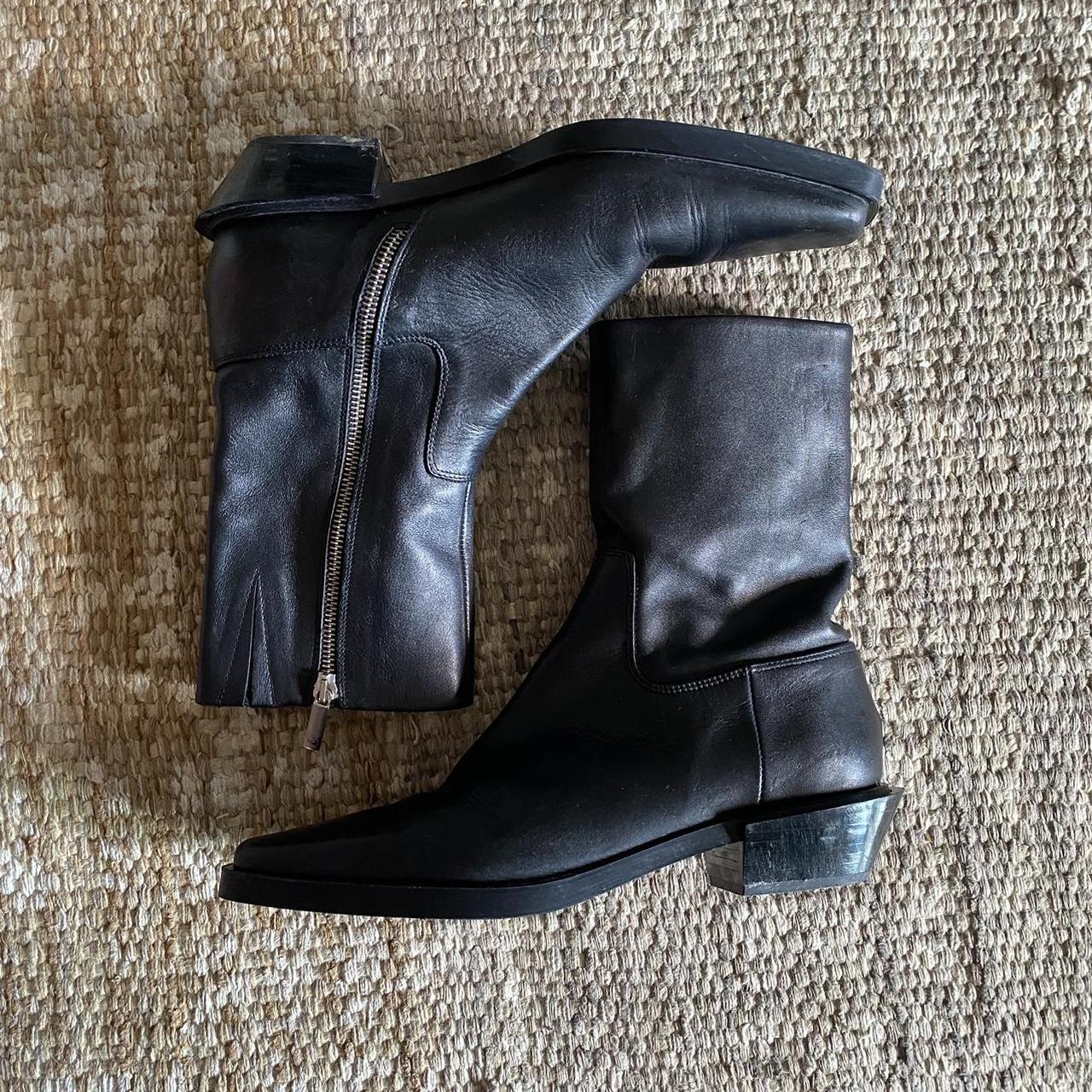 Zara black leather western boots size 39 or women’s... - Depop