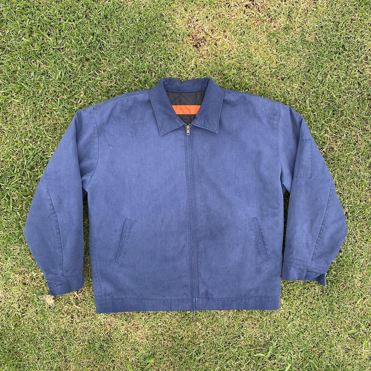 Red Kap Men's Navy and Blue Jacket Depop