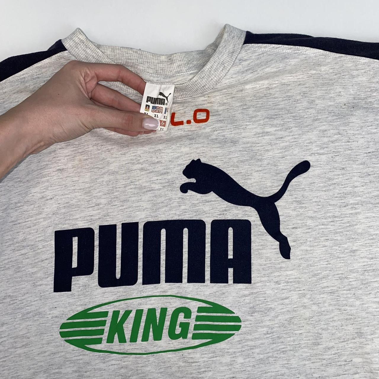 Vintage Puma King T-shirt Light Grey Size... - Depop