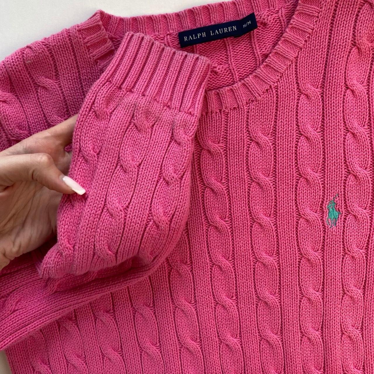 Ralph Lauren Cable-knit Jumper Womens Size M Pink... - Depop