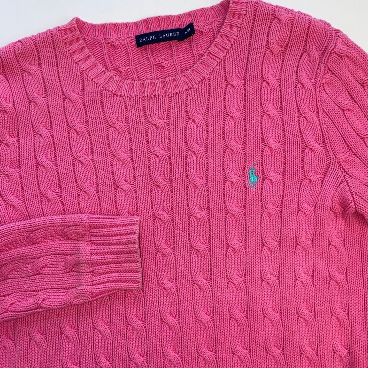 Ralph Lauren Cable-knit Jumper Womens Size M Pink... - Depop