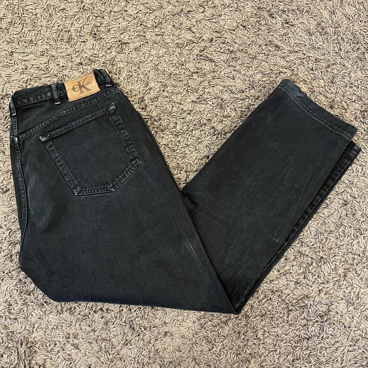 Vintage 90s Calvin Klein Black Denim Loose Fit Jeans... - Depop