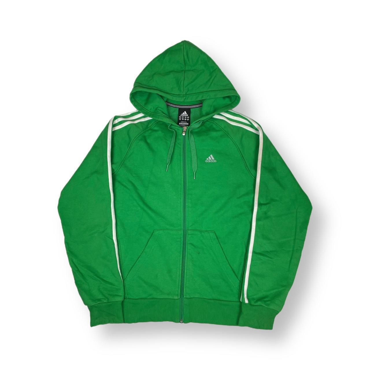 VINTAGE ADIDAS ZIP HOODIE green white. Depop