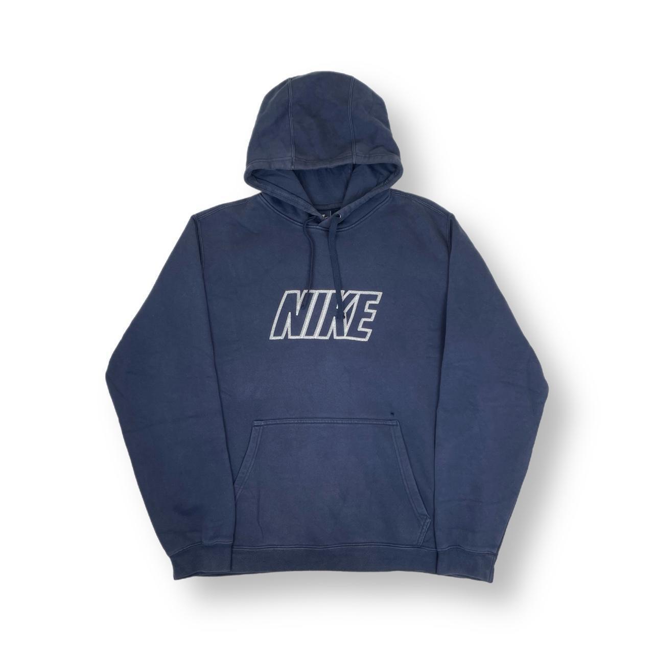 NIKE CLUB SPELLOUT HOODIE navy white. Depop