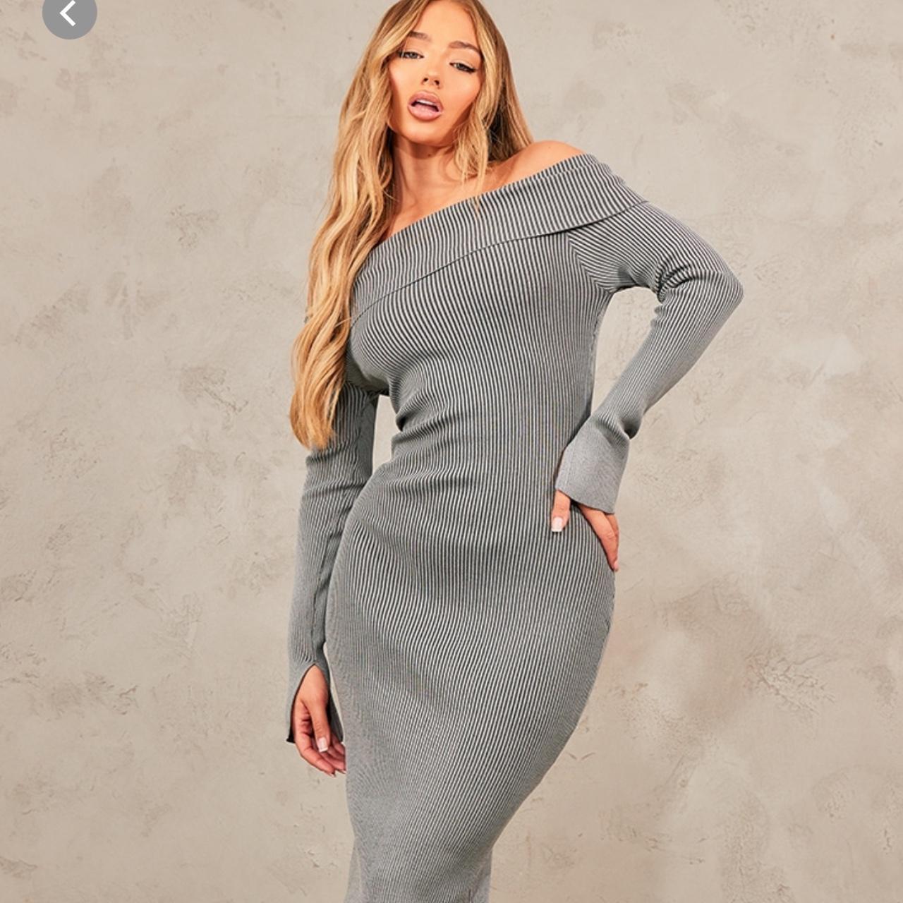 Grey bardot maxi dress hotsell