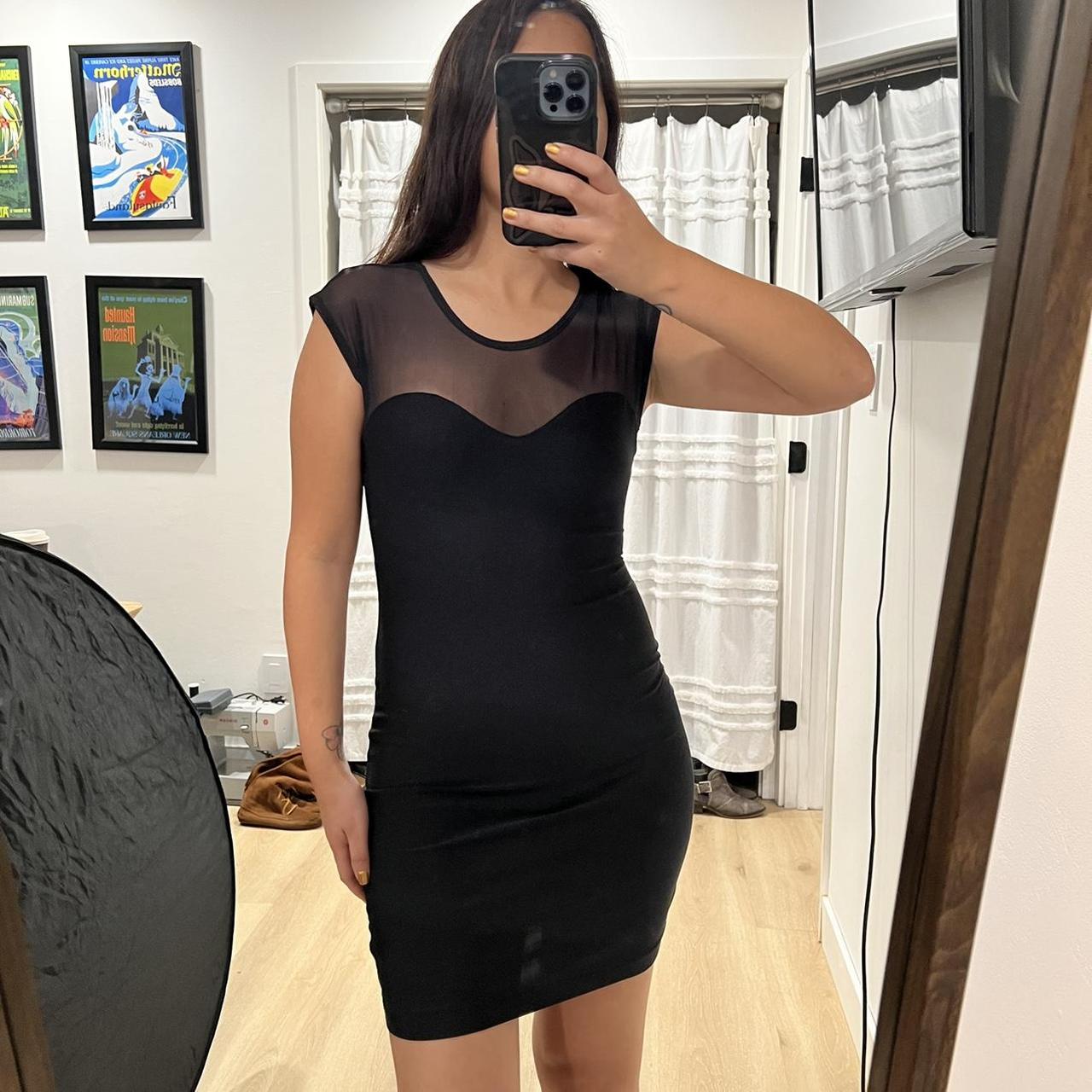 AMERICAN APPAREL black body con mesh dress I Depop