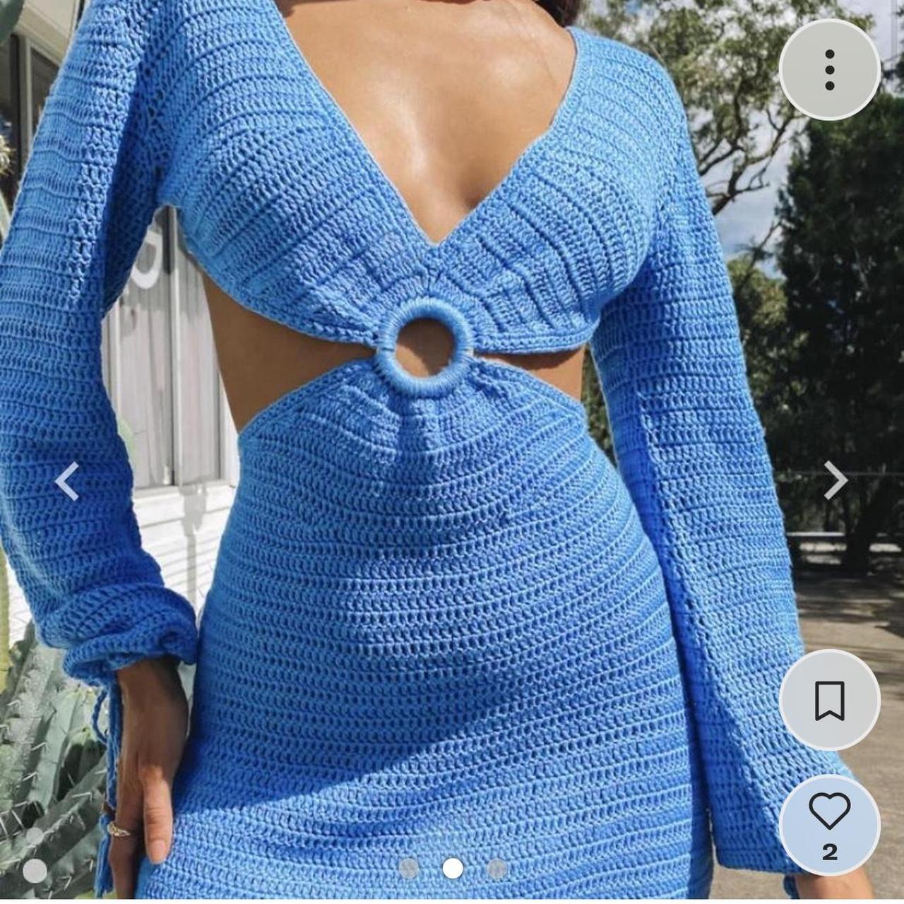 Beginning boutique blue crochet beach cover up... Depop