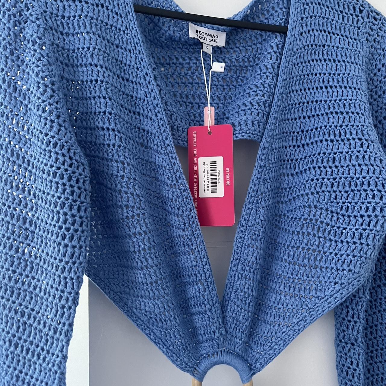 Beginning boutique blue crochet beach cover up... Depop