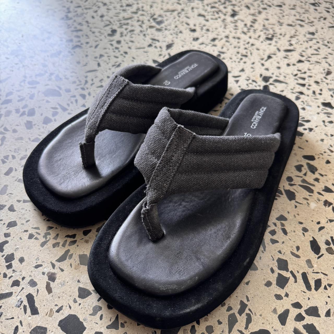 Tony Bianco Iconic Black Cotton 3.5cm Sandals Thong... Depop