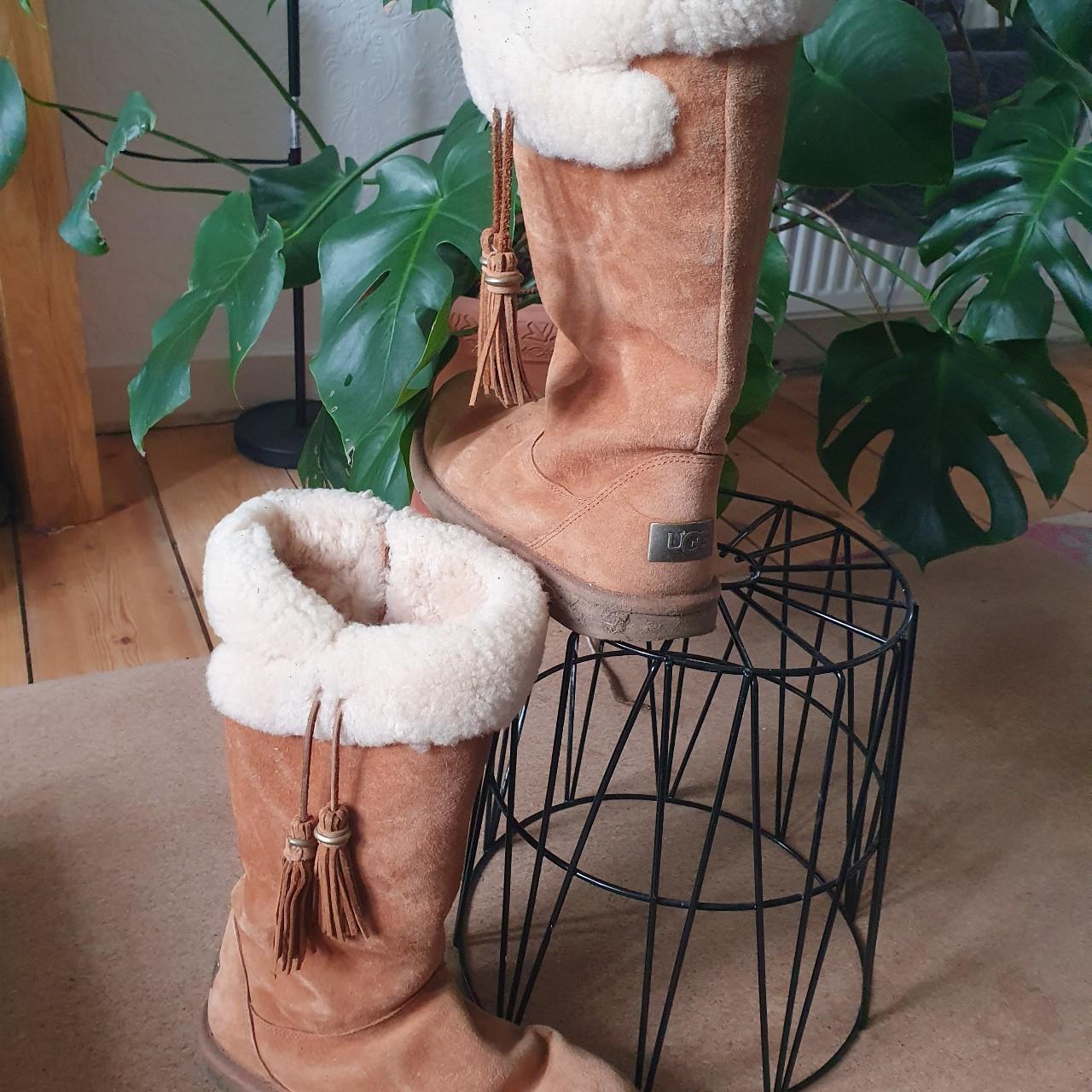 Gorgeous Tan leather UGG boots worn but plenty life. Depop