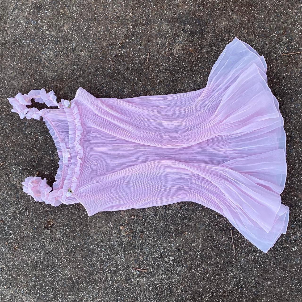 beautiful coquette bubblegum pink vintage sheer... - Depop