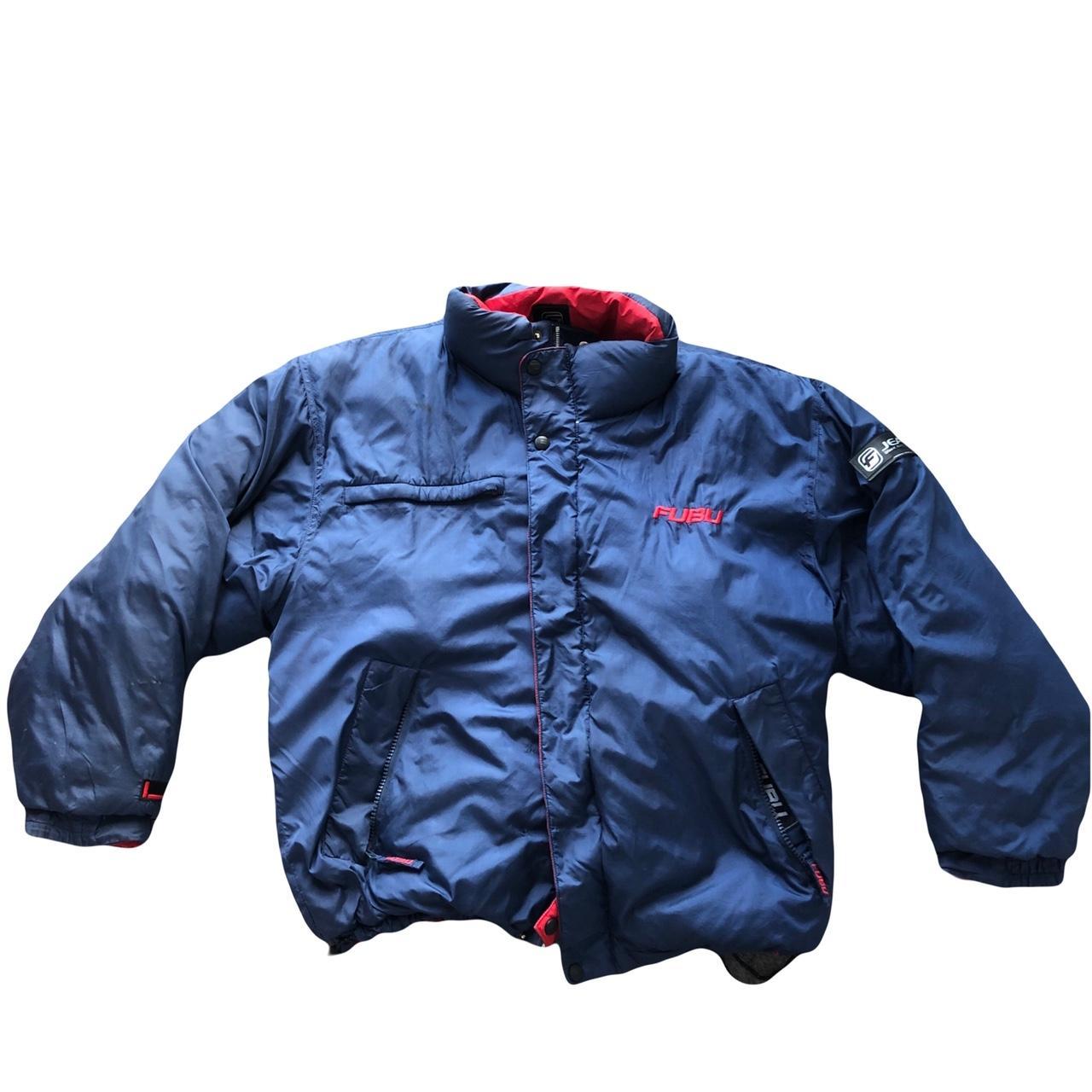 FUBU Men's Blue and Red Coat | Depop