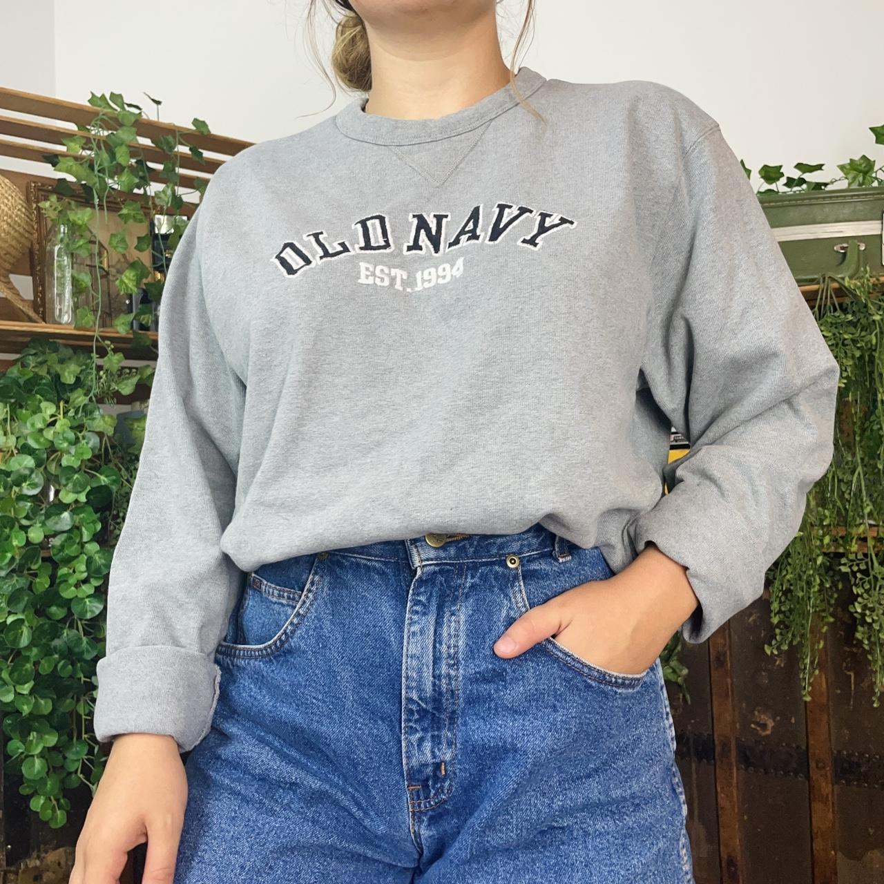 Vintage 90s old navy gray sweatshirt crewneck with | Depop