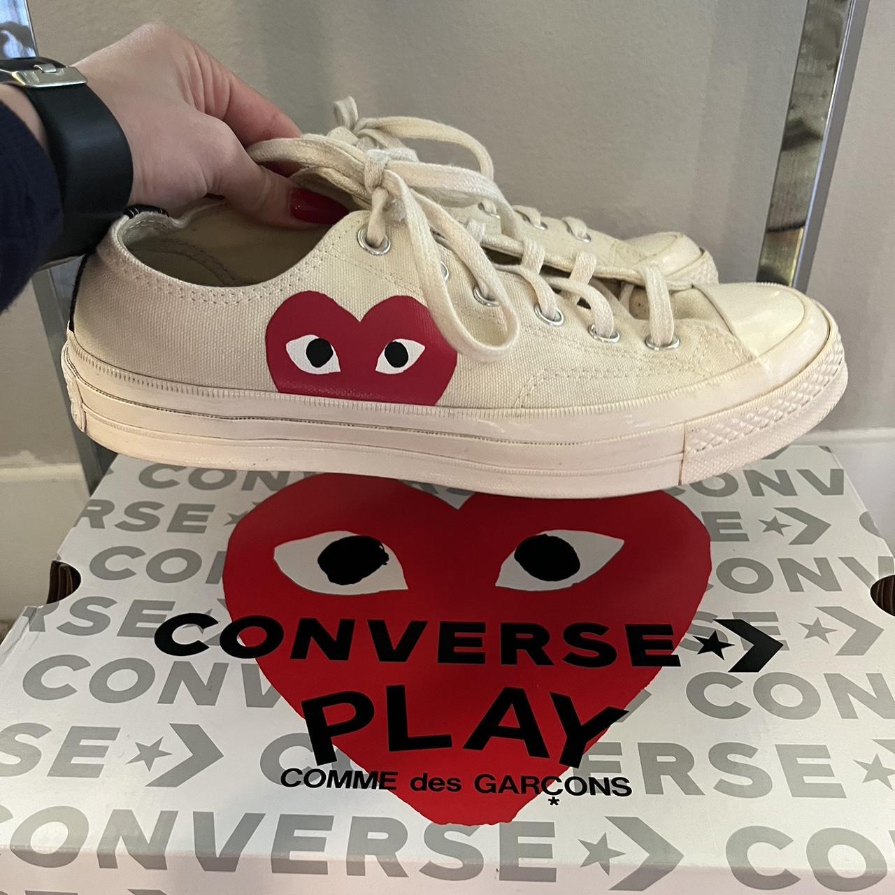 Comme des Garçons Play Women's Cream and Red Trainers
